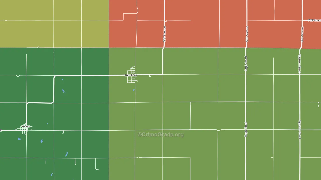 Mahaska, KS Map of Vehicle Theft Rates