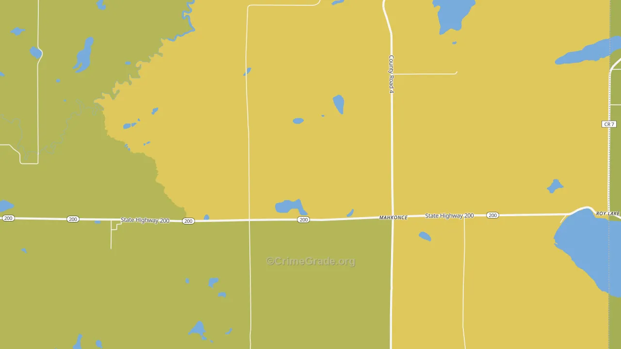 Mahkonce, MN Map of Vehicle Theft Rates
