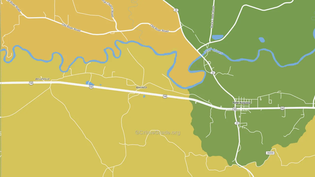 Mahned, MS Map of Vehicle Theft Rates