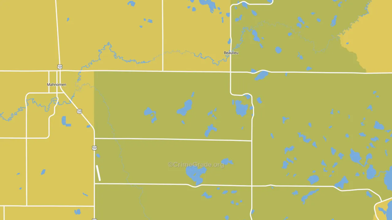 Mahnomen County, MN Map of Vehicle Theft Rates