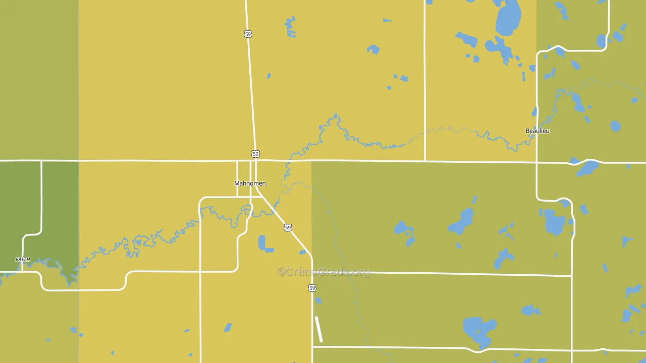 Mahnomen, MN Map of Vehicle Theft Rates