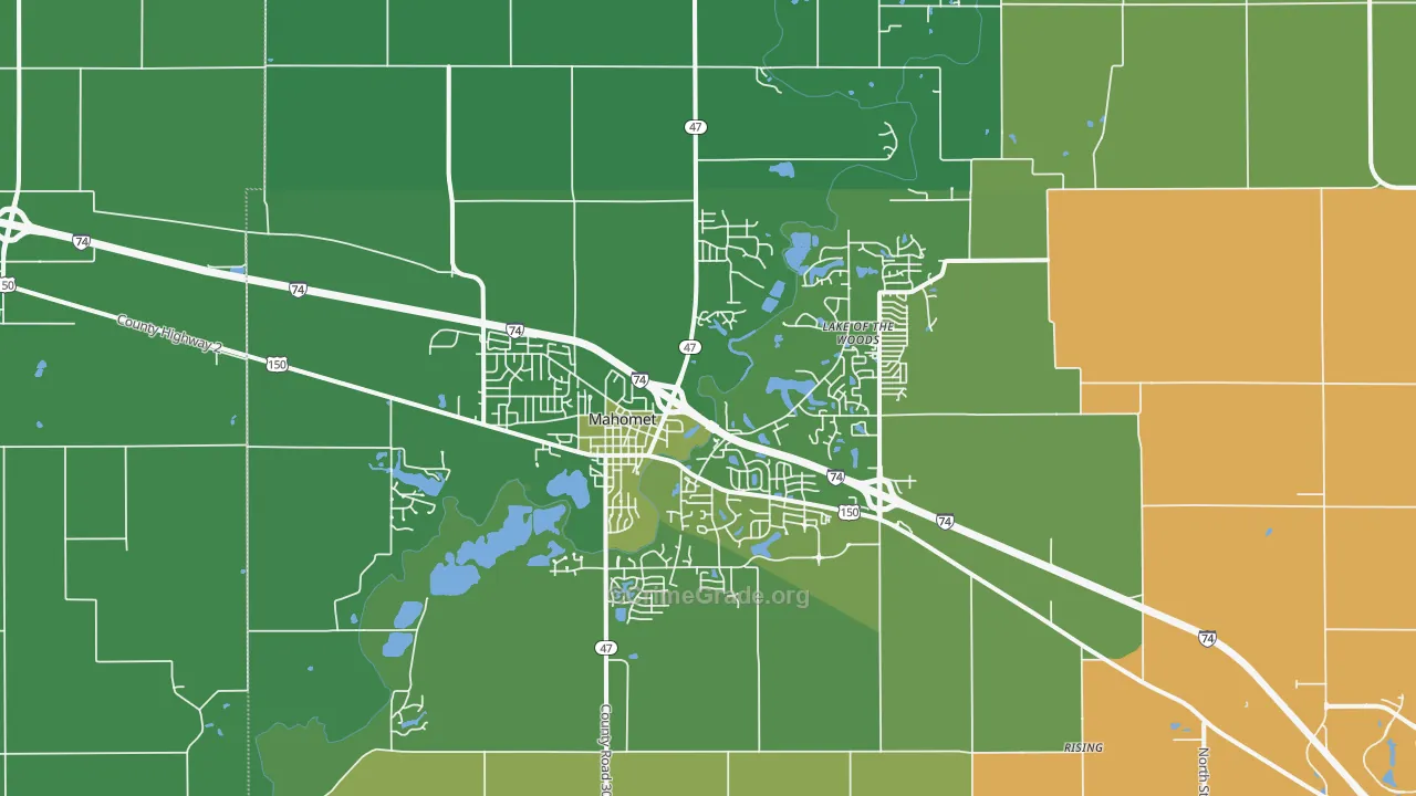 Mahomet, IL Map of Vehicle Theft Rates