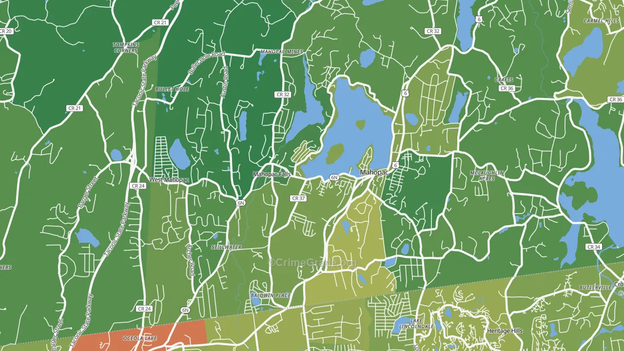 Mahopac, NY Map of Vehicle Theft Rates