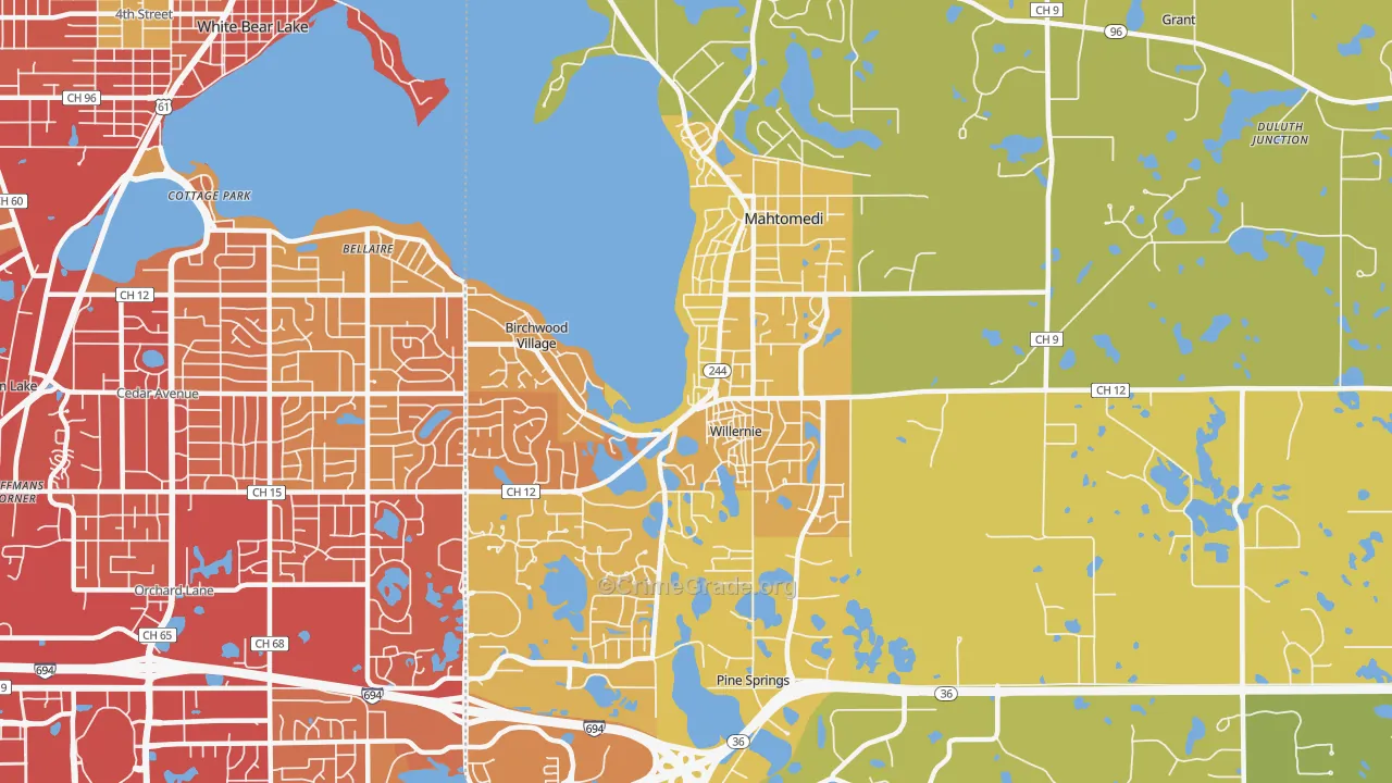 Mahtomedi, MN Map of Vehicle Theft Rates