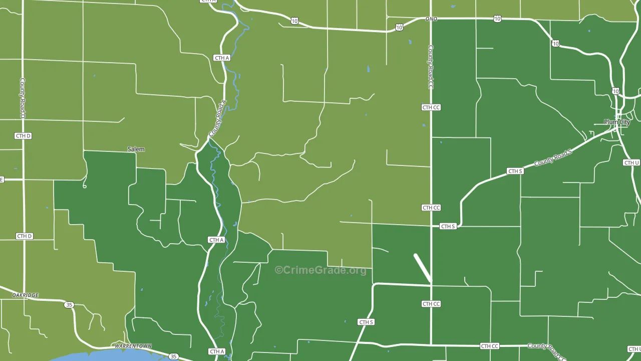 Maiden Rock, WI Map of Vehicle Theft Rates