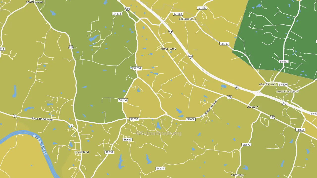 Maidens, VA Map of Vehicle Theft Rates