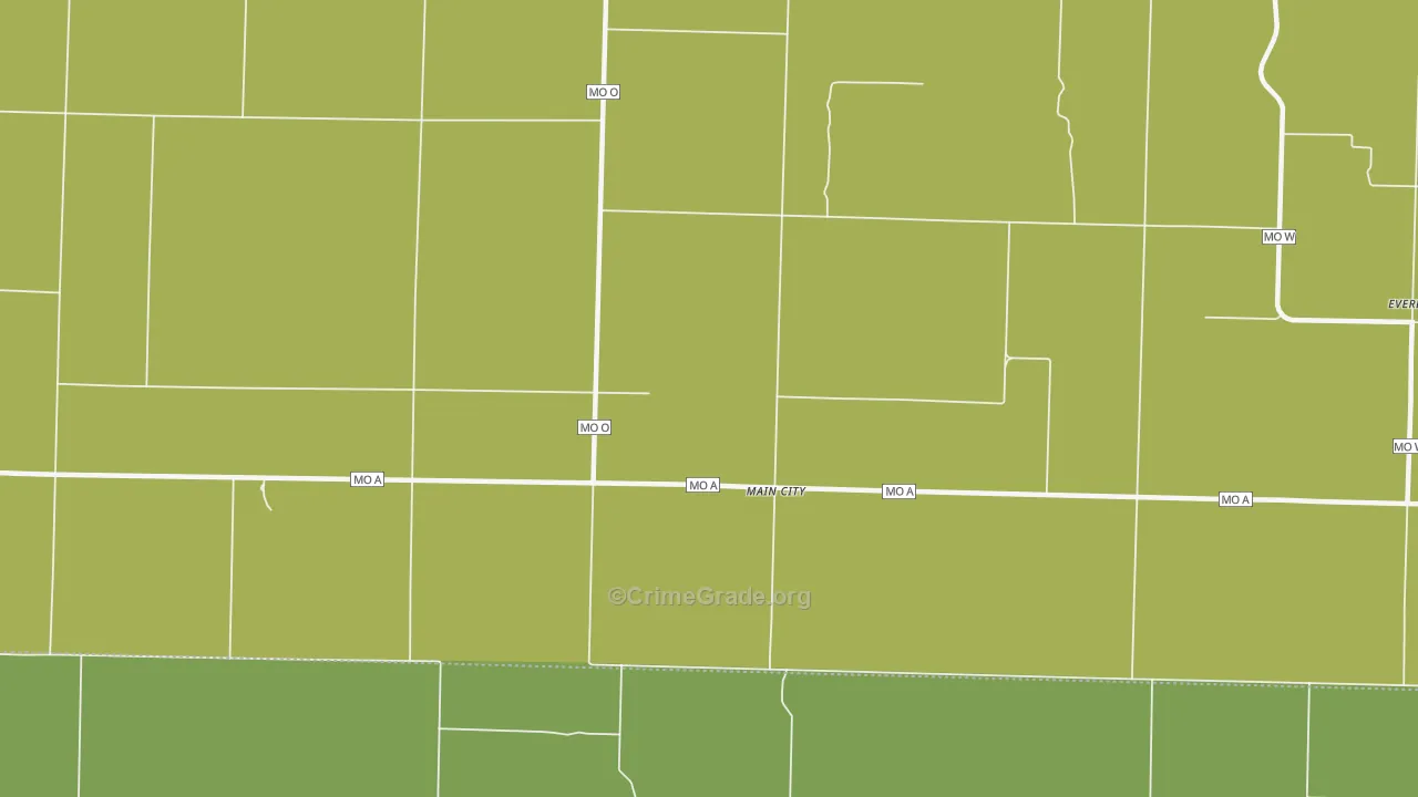 Main City, MO Map of Vehicle Theft Rates