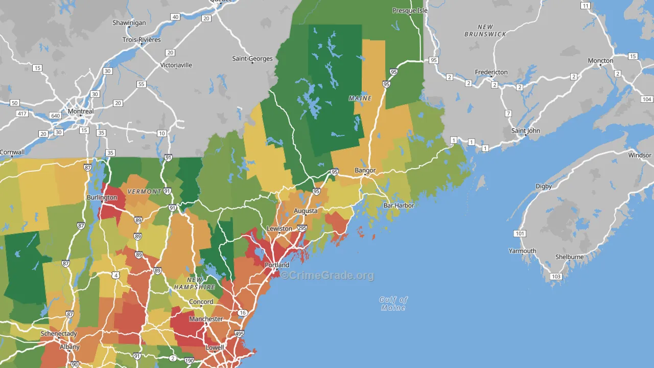 Maine Map of Vehicle Theft Rates