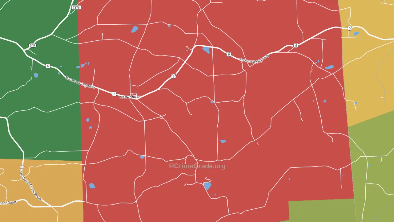 Mainesburg, PA Map of Vehicle Theft Rates