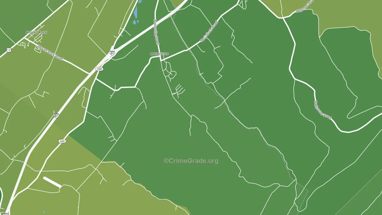 Mainsville, PA Map of Vehicle Theft Rates