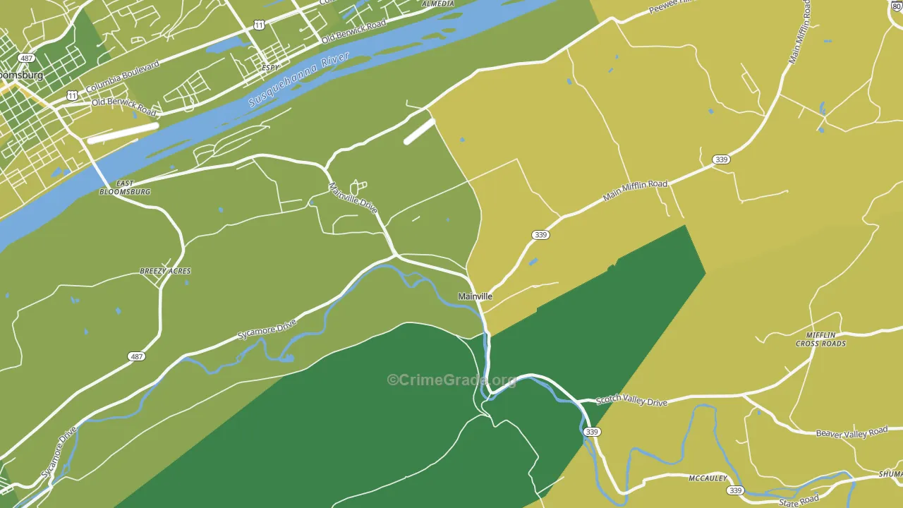 Mainville, PA Map of Vehicle Theft Rates