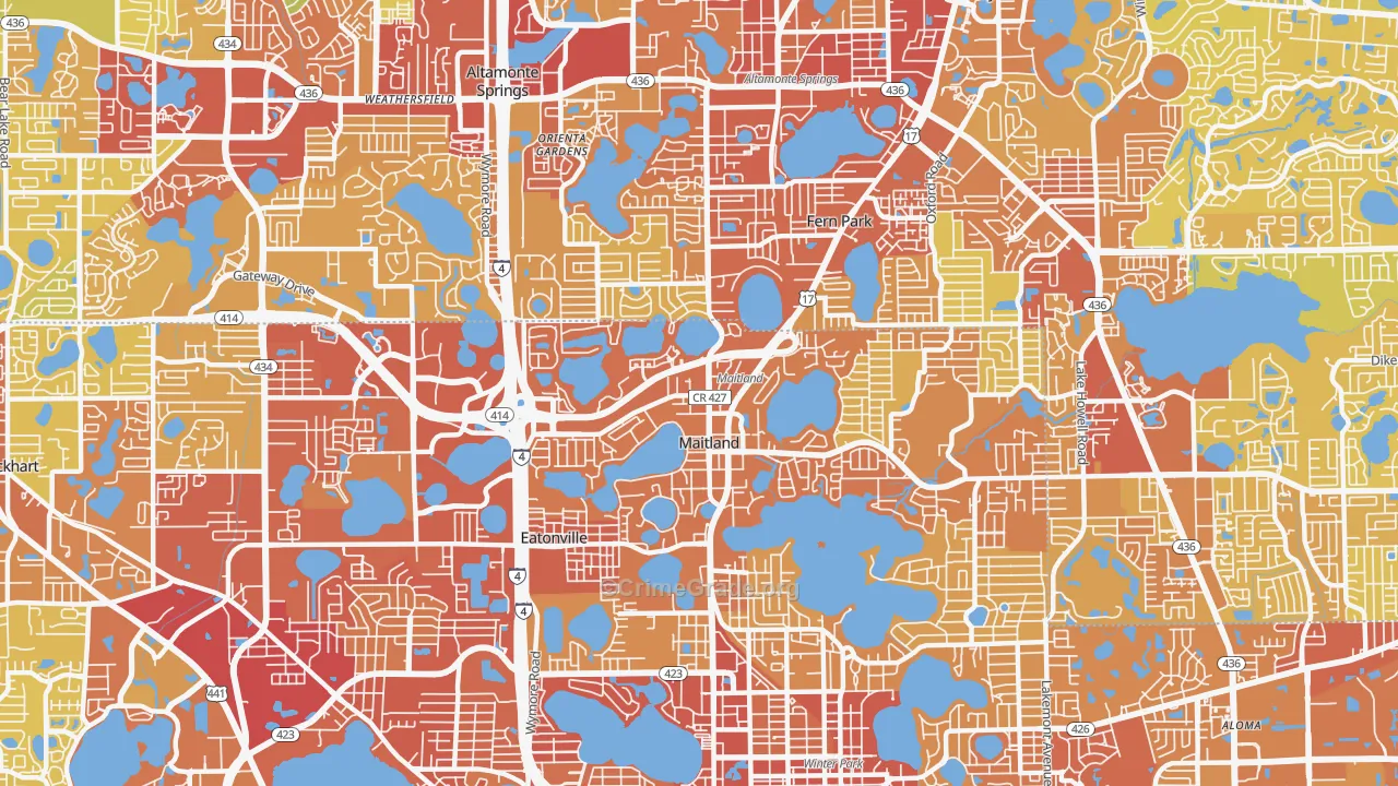 Maitland, FL Map of Vehicle Theft Rates