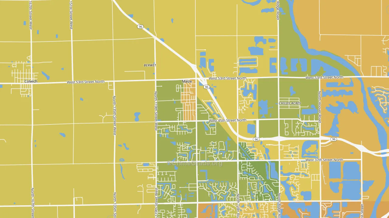 Maize, KS Map of Vehicle Theft Rates