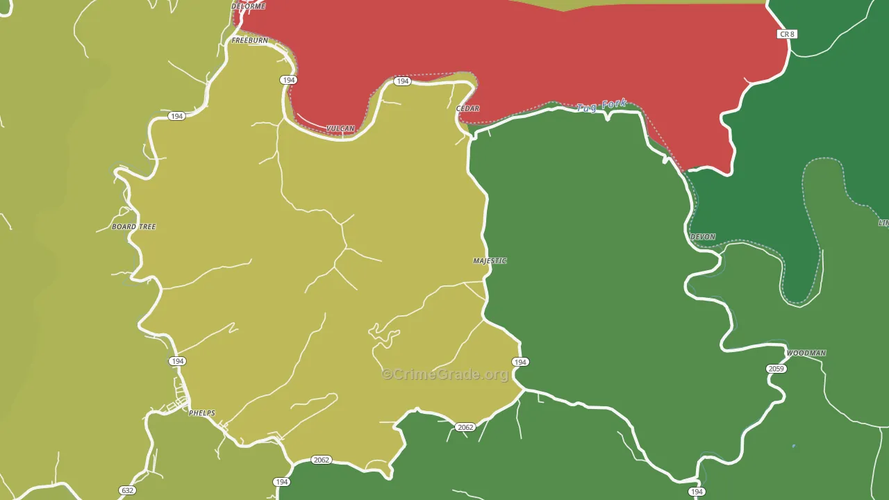 Majestic, KY Map of Vehicle Theft Rates