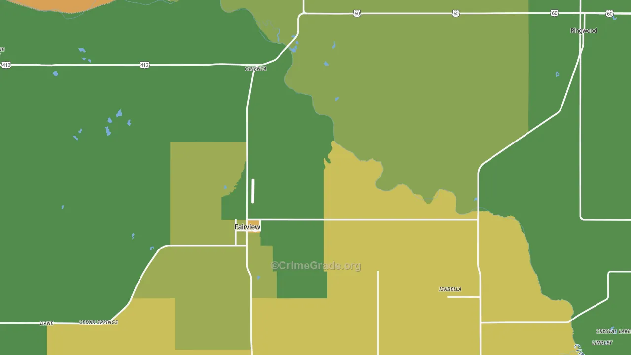 Major County, OK Map of Vehicle Theft Rates