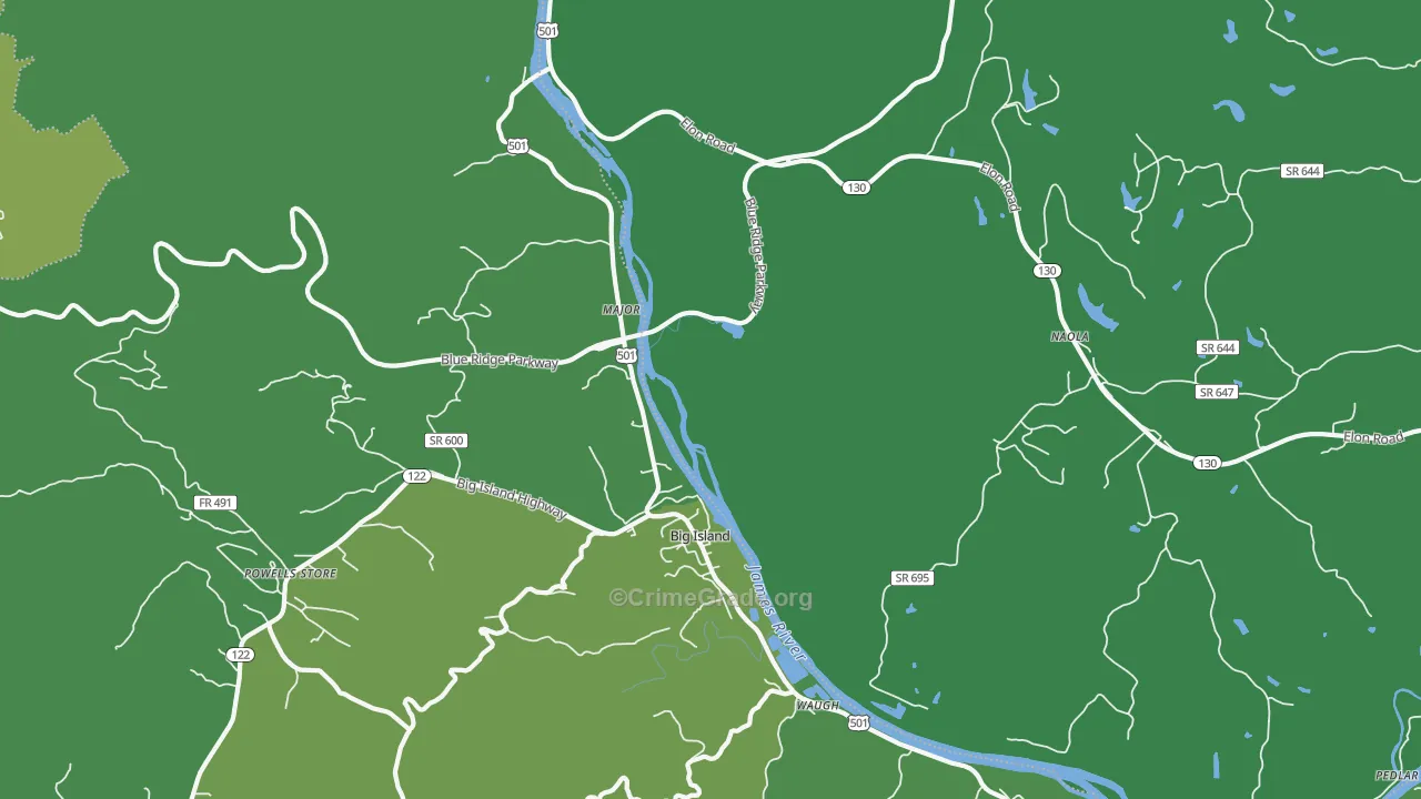 Major, VA Map of Vehicle Theft Rates