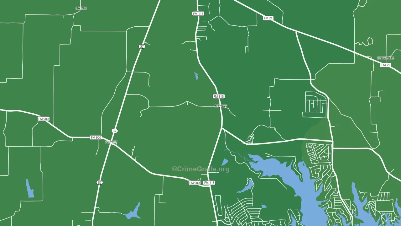Majors, TX Map of Vehicle Theft Rates