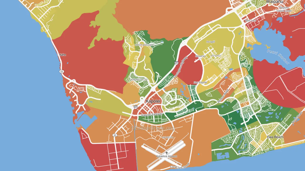 Makakilo-Kapolei-Honokai Hale, Kapolei, HI Map of Vehicle Theft Rates
