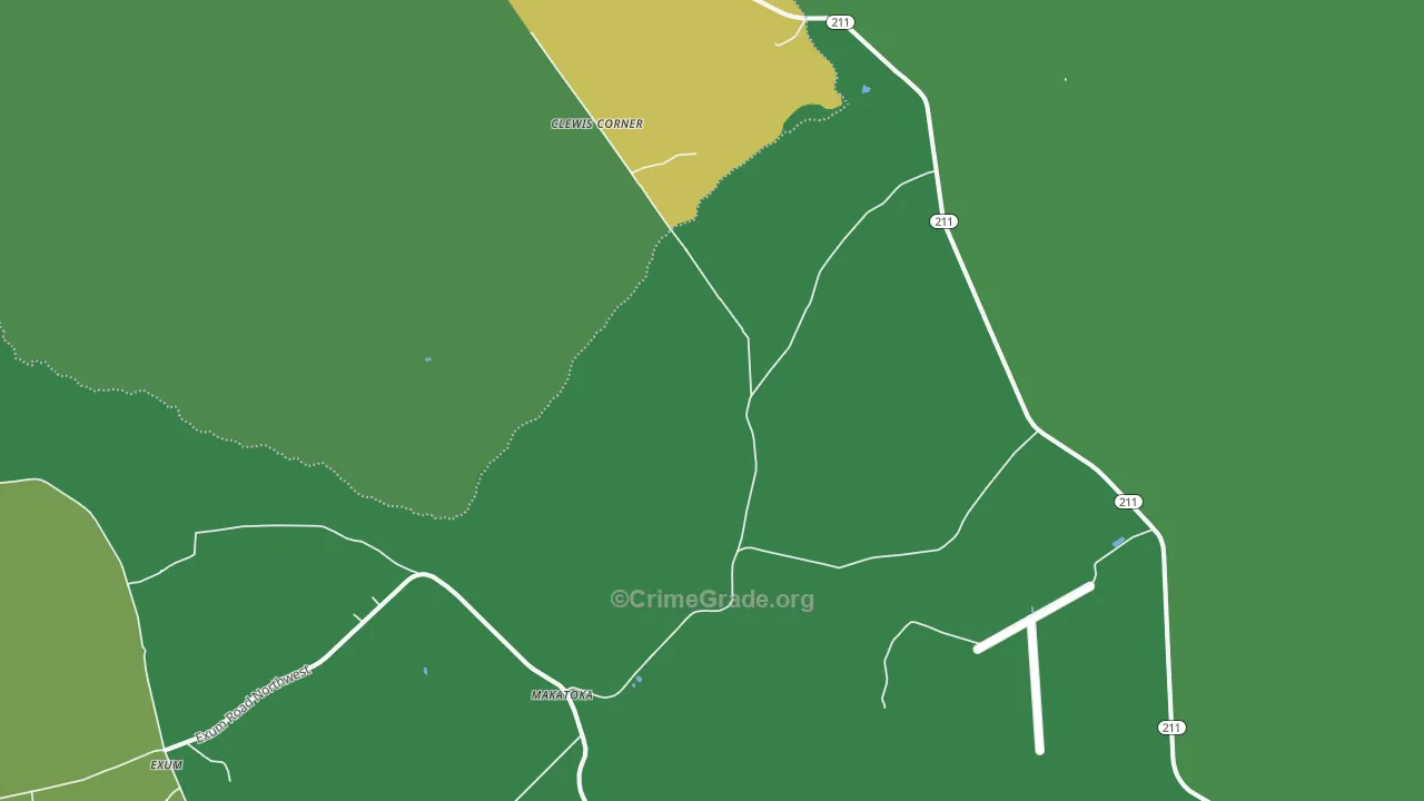 Makatoka, NC Map of Vehicle Theft Rates