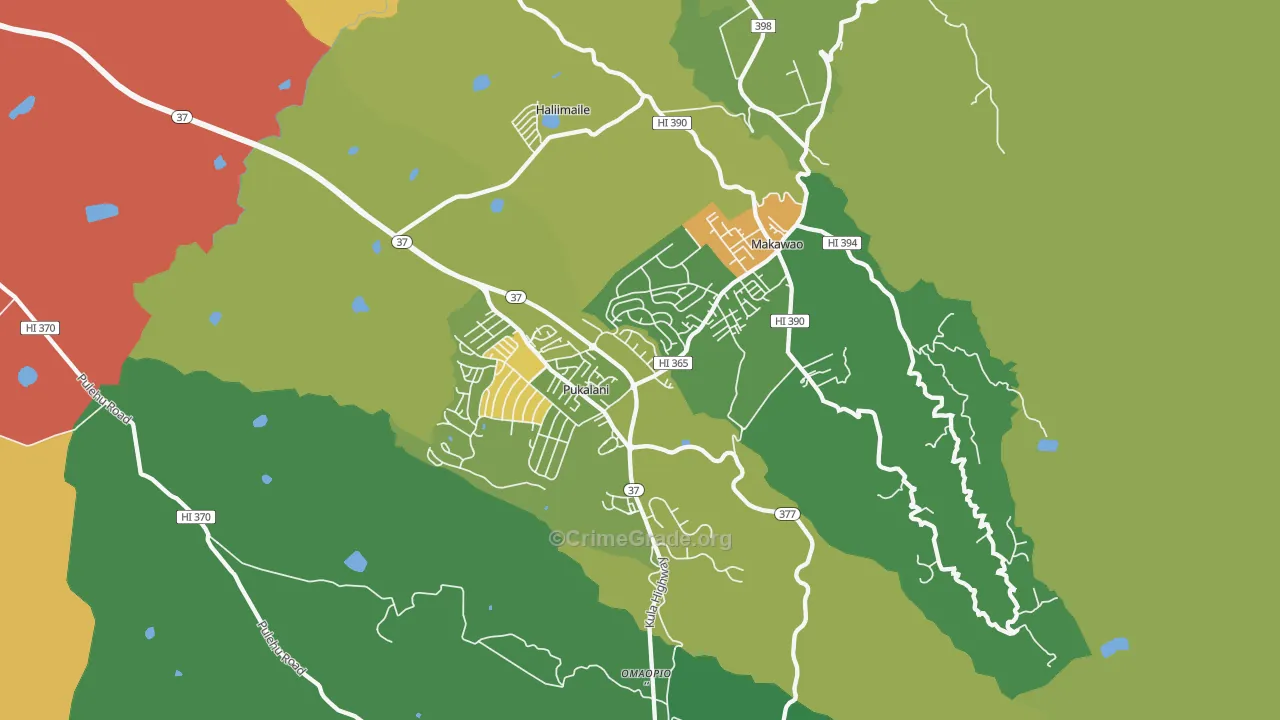 Makawao, HI Map of Vehicle Theft Rates