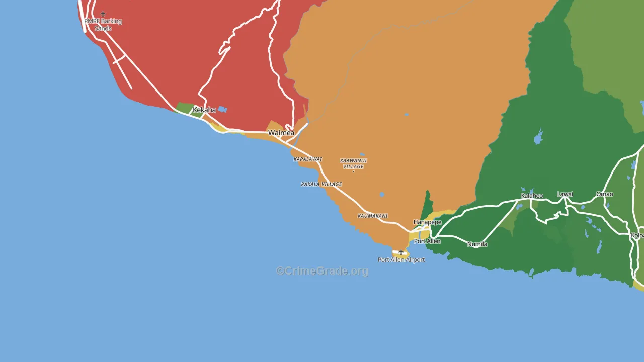 Makaweli, HI Map of Vehicle Theft Rates