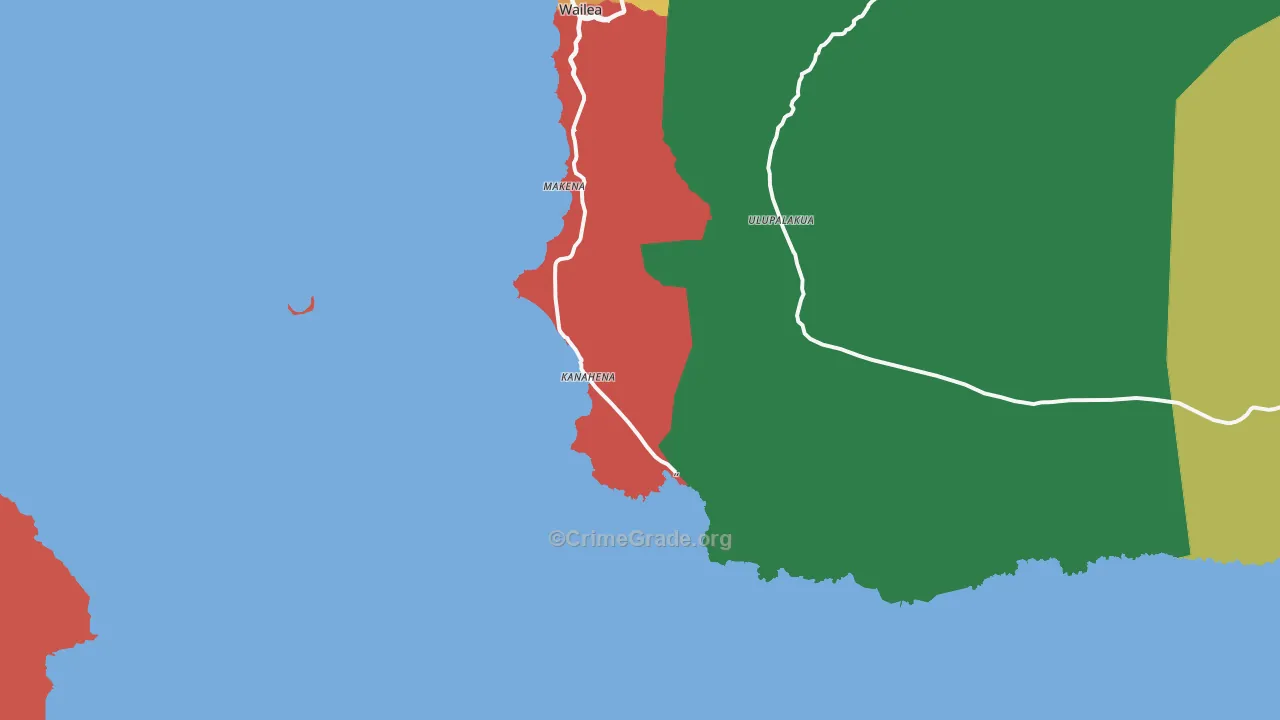 Makena, HI Map of Vehicle Theft Rates