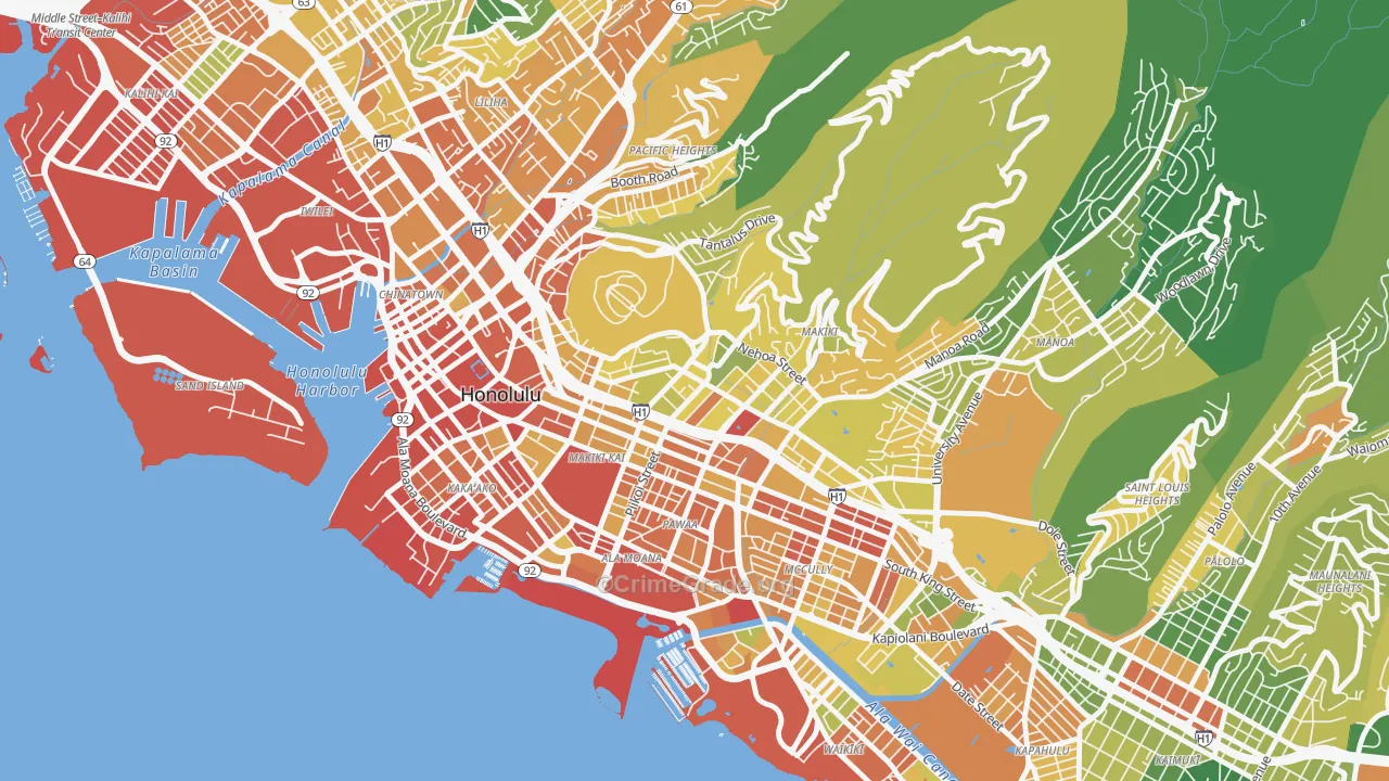 Makiki, Honolulu, HI Map of Vehicle Theft Rates