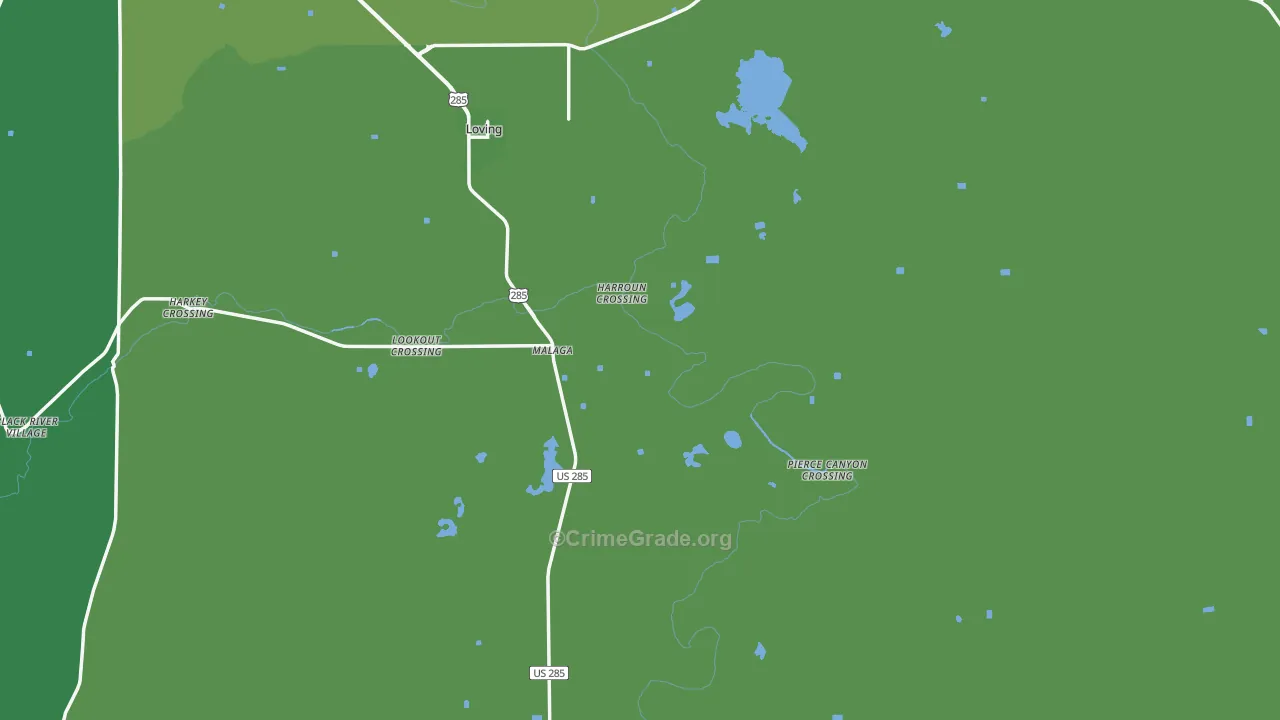Malaga, NM Map of Vehicle Theft Rates