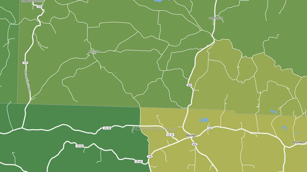 Malaga, OH Map of Vehicle Theft Rates