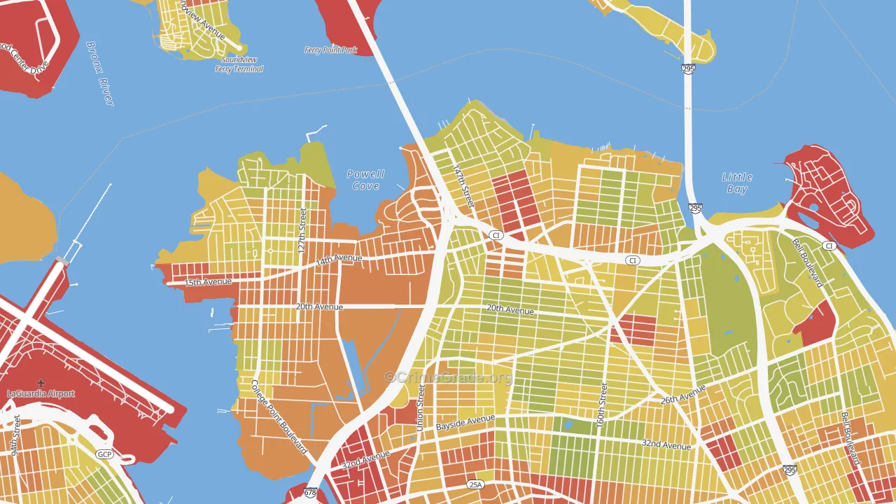 Malba, Queens, NY Map of Vehicle Theft Rates