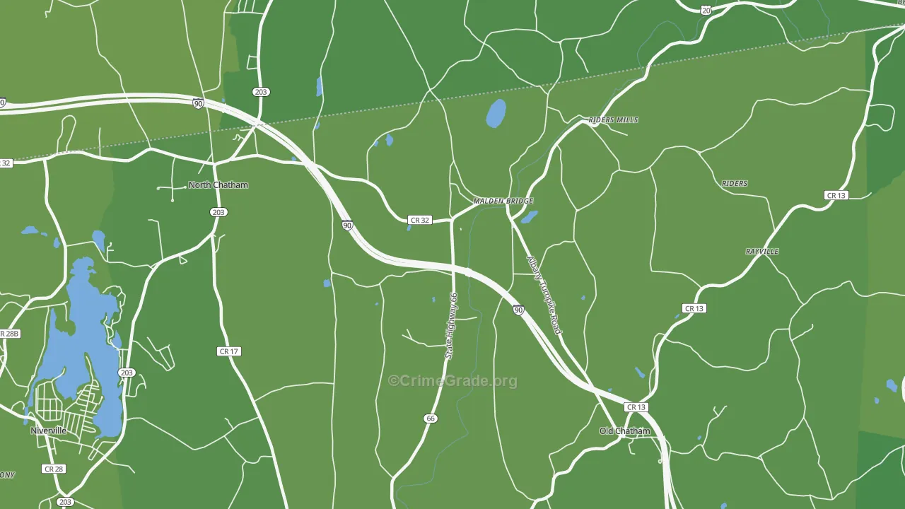 Malden Bridge, NY Map of Vehicle Theft Rates