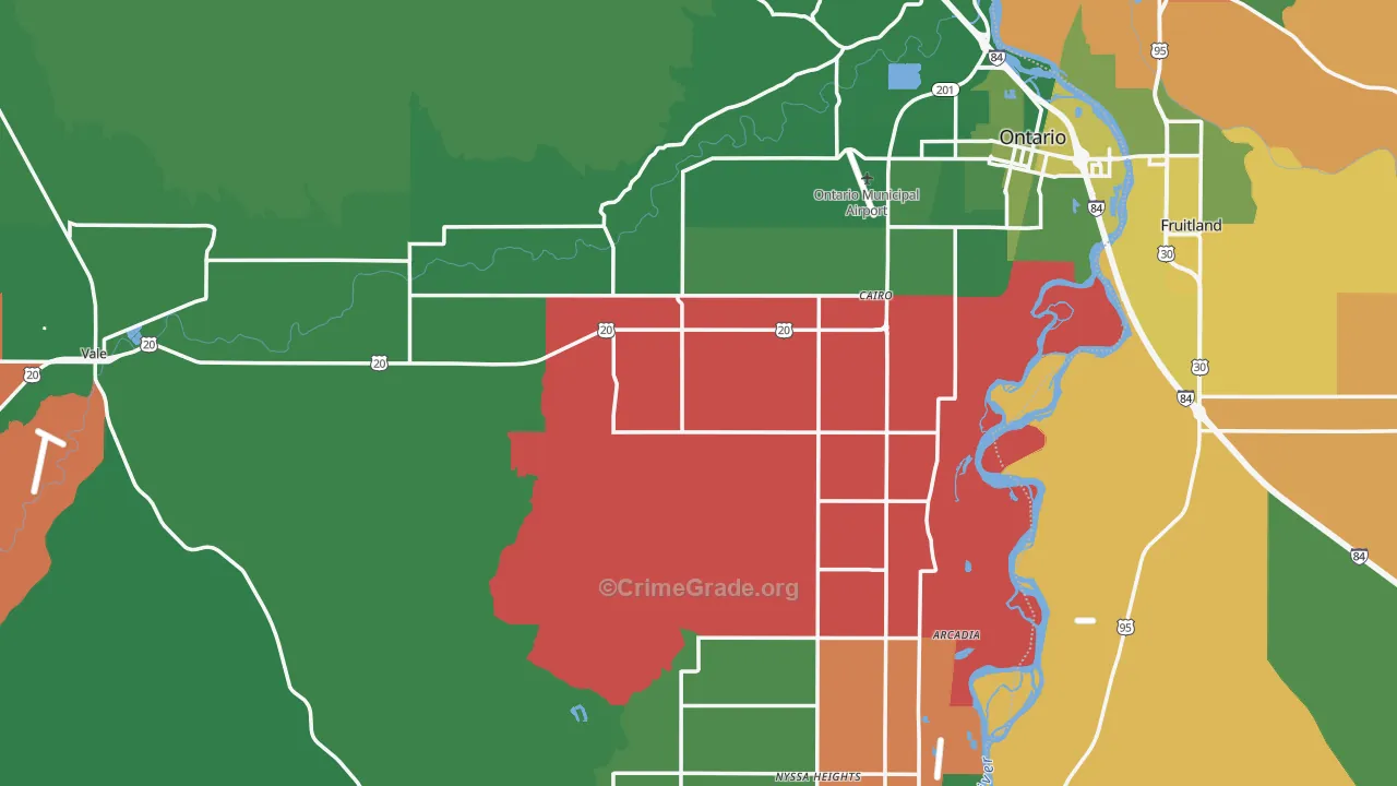 Malheur County, OR Map of Vehicle Theft Rates