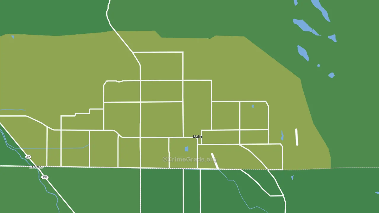 Malin, OR Map of Vehicle Theft Rates