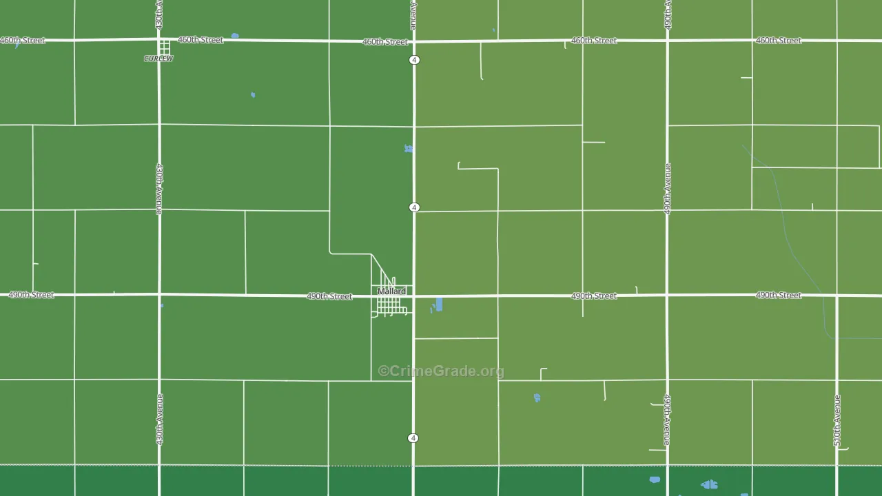 Mallard, IA Map of Vehicle Theft Rates