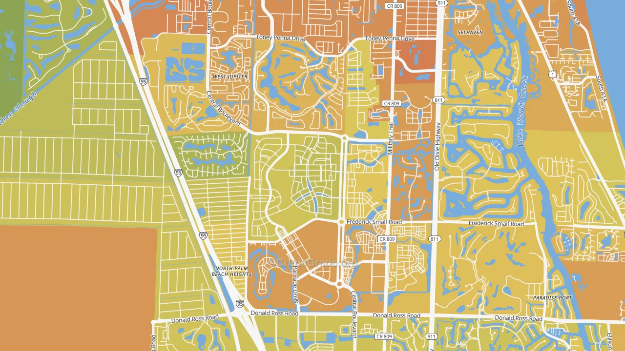 Mallory Creek at Abacoa, Jupiter, FL Map of Vehicle Theft Rates