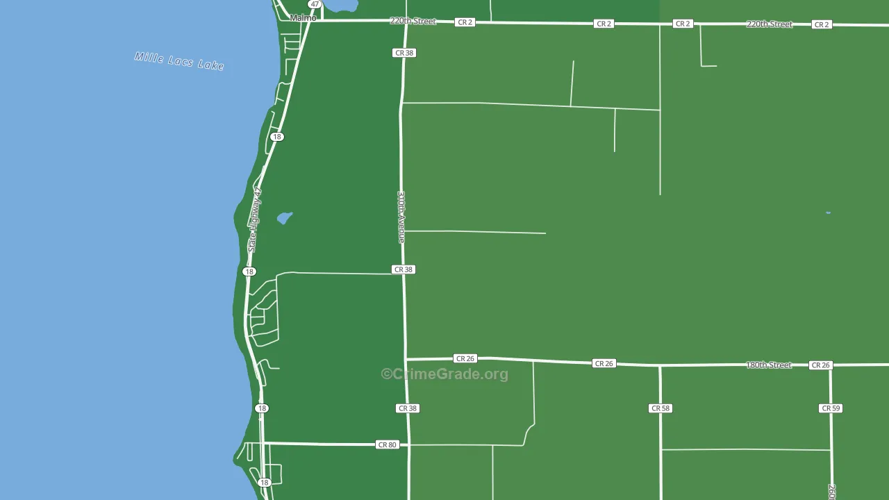 Malmo, MN Map of Vehicle Theft Rates