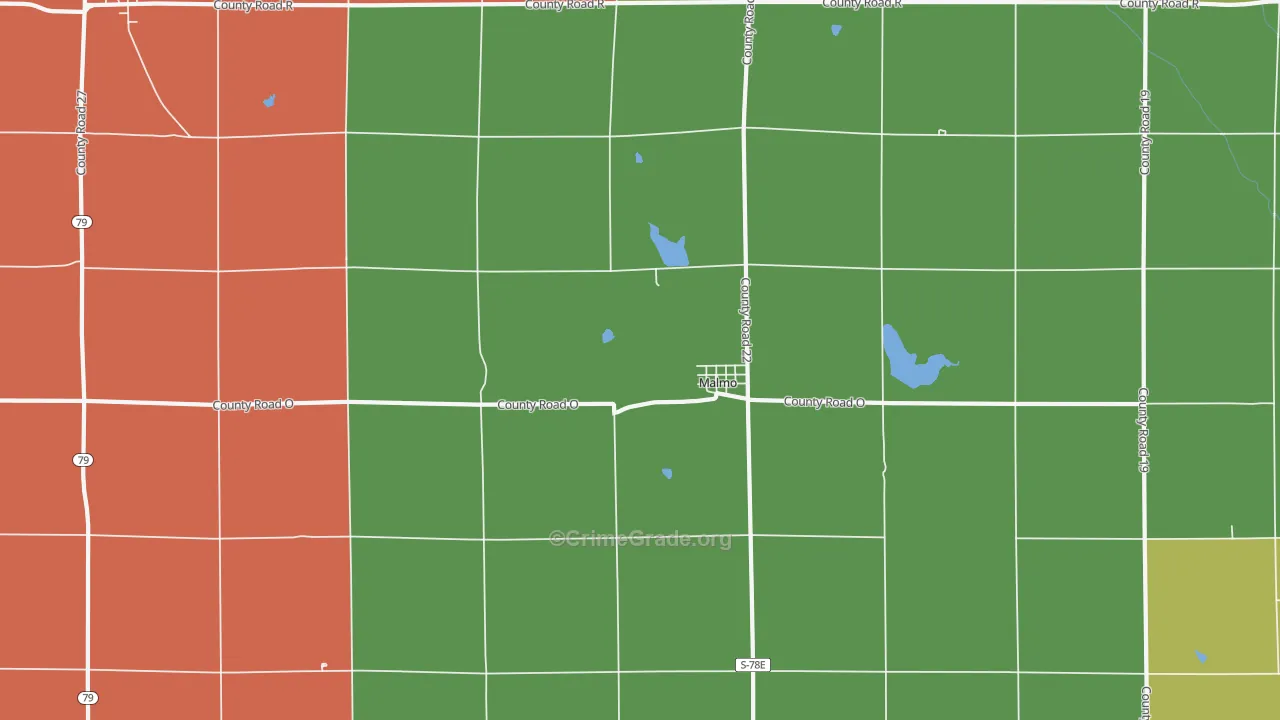 Malmo, NE Map of Vehicle Theft Rates