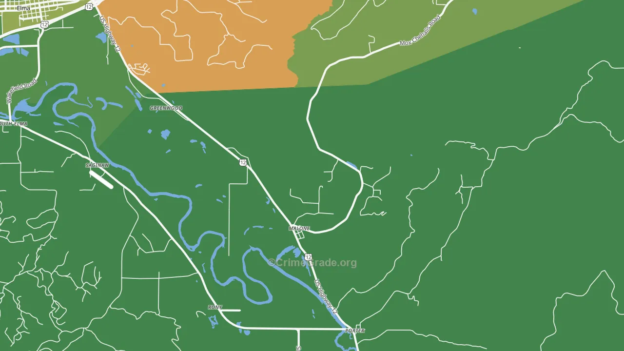 Malone, WA Map of Vehicle Theft Rates