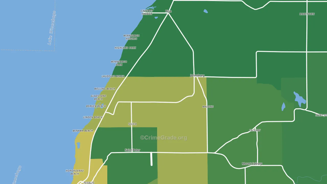 Malone, WI Map of Vehicle Theft Rates