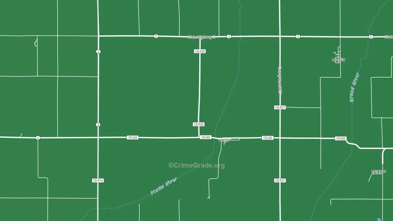 Maloy, IA Map of Vehicle Theft Rates