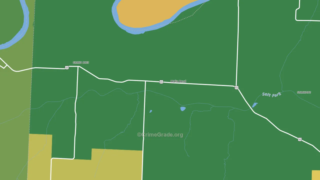 Malta Bend, MO Map of Vehicle Theft Rates