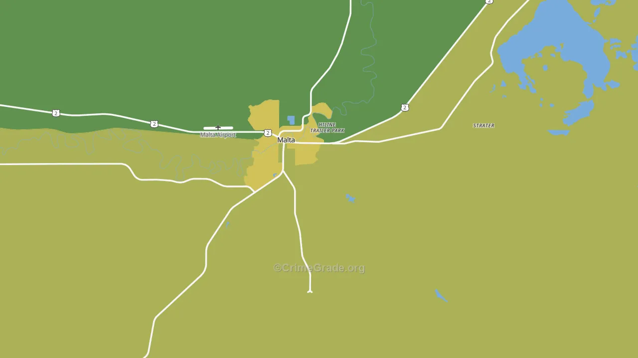 Malta, MT Map of Vehicle Theft Rates