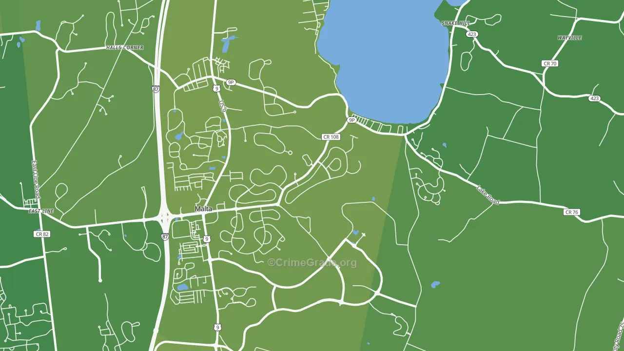 Malta, NY Map of Vehicle Theft Rates