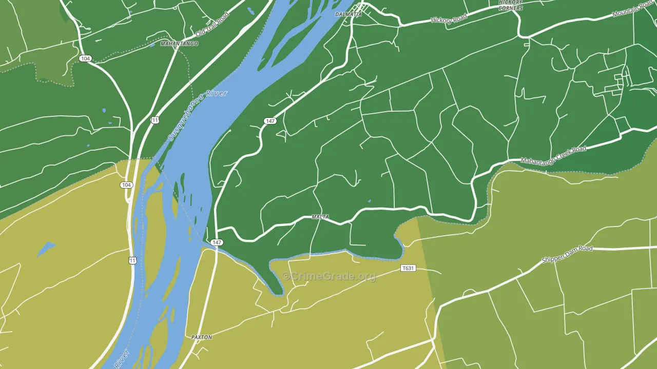 Malta, PA Map of Vehicle Theft Rates