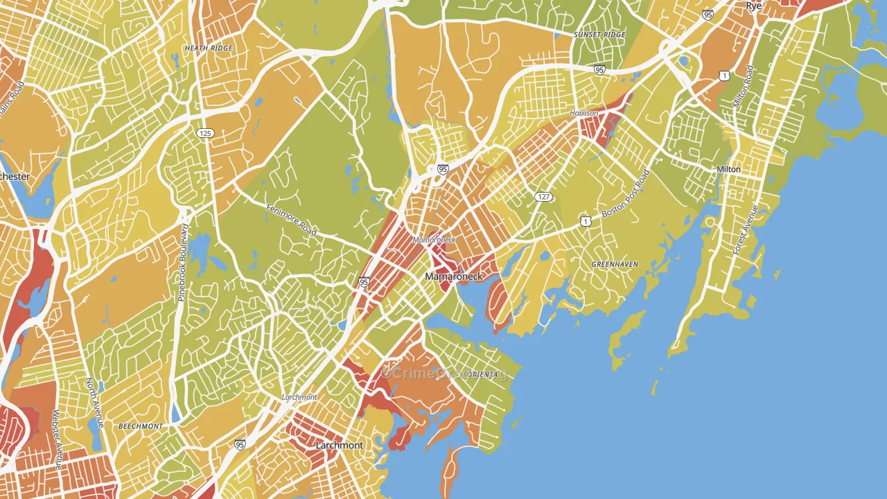 Mamaroneck, NY Map of Vehicle Theft Rates