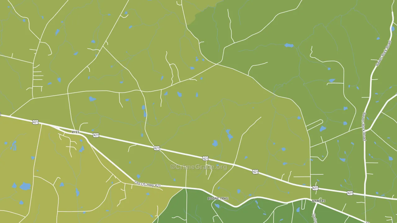 Mamers, NC Map of Vehicle Theft Rates