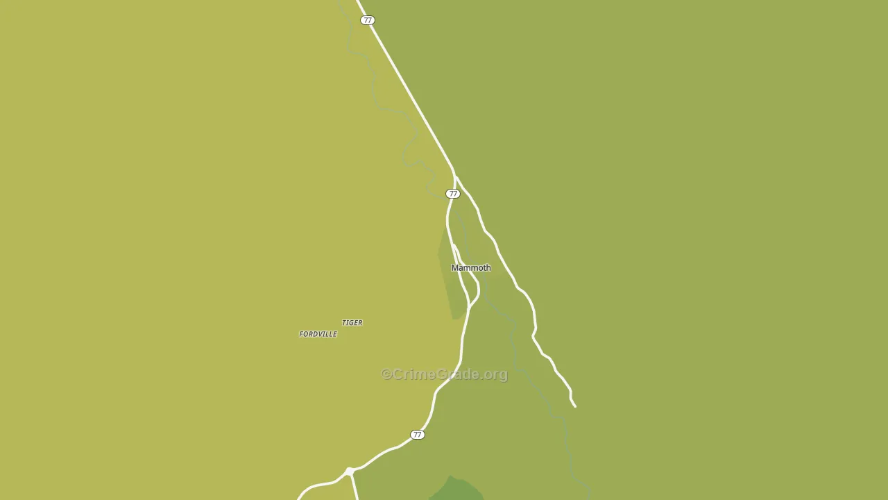 Mammoth, AZ Map of Vehicle Theft Rates