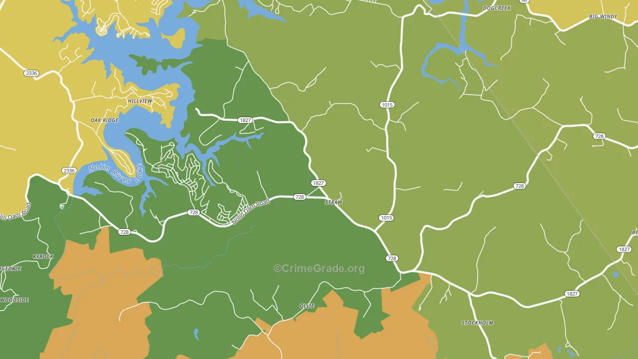 Mammoth Cave, KY Map of Vehicle Theft Rates