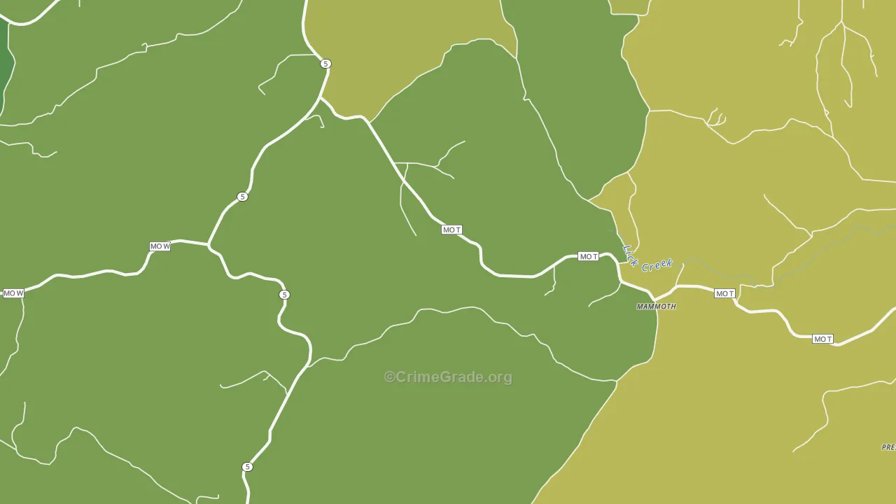 Mammoth, MO Map of Vehicle Theft Rates
