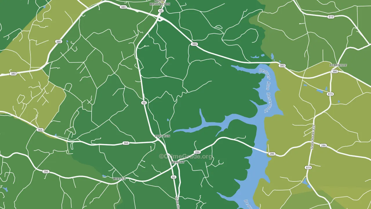 Mamont, PA Map of Vehicle Theft Rates